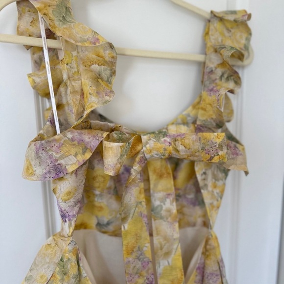 Zimmermann Floral Mini Dress in Yellow and Cream - Picture 7 of 8